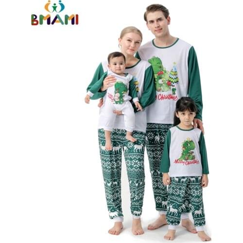 Family Matching Outfits Cartoon Christmas Printed Homewear Mom and Daughter Matching Clothes Pajamas Parent-child Wear