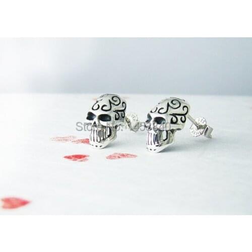Halloween Skull Earrings Plating Silver Earrings 12 pair/lot