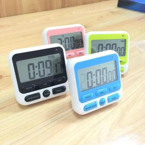 LCD Digital Kitchen Timer Square Count Up Countdown Alarm Clock Cooking Baking Reading Timing Device Mute Flashing Timer Clocks