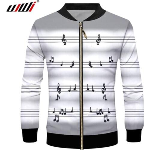 UJWI Winter Hot Sale Mens Sport Zip Jacket 3D Printed Musical Note Large Size Leisure 5XL Spandex Man Zipper Coat Free Shipping