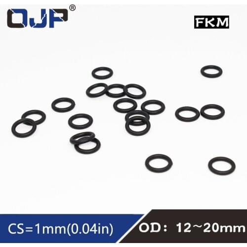 10PCS/lot Fluorine rubber Ring Black FKM O ring Seal 1mm Thickness OD12/13/14/15/16/17/18/19/20mm Rubber O-Ring Seal Gasket