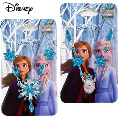 Disney Frozen 2 Princess Elsa Jewelry Toys for Girls Play Makeup Girls Accessories Jewelry Kids Elsa Necklace Birthday Gift