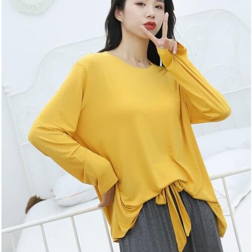 WOMENS solid color long-sleeved T-shirt women autumn new loose