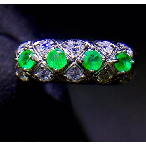 Shilovem 925 sterling silver real Natural Emerald Rings fine Jewelry Customizable women open new wholesale 3mm jcj0303668agml