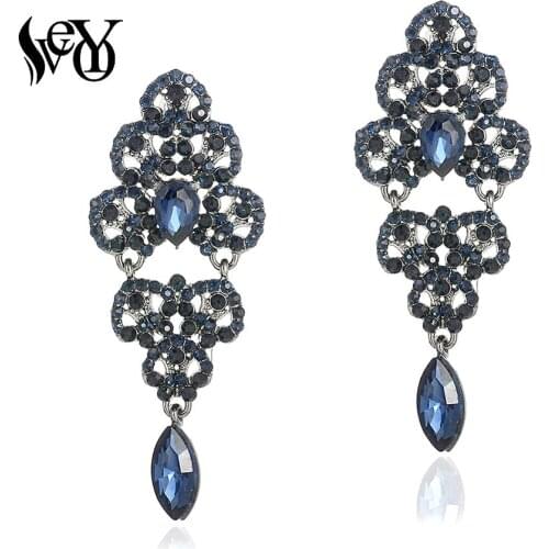 VEYO Luxury Hollow out Full Rhinestone Drop Earrings for Women Vintage Earings Fashion Jewelry Brinco New
