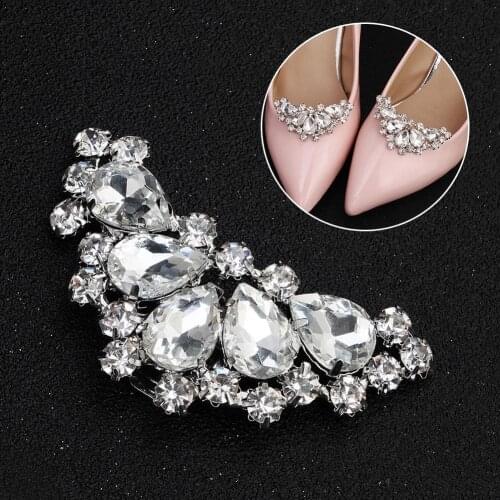 Women Teardrop Rhinestones Shoe Clip Bridal Wedding Shoes Decoration Clothing High Heels Buckle Clips