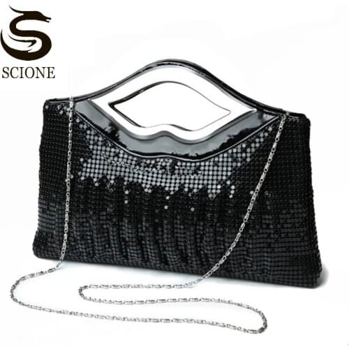 Women Fashion Evening Clutch Purse Female Luxury Sequins Handbags Wedding Clutch Daily Shoulder Bag Black Gold Silver XA42M