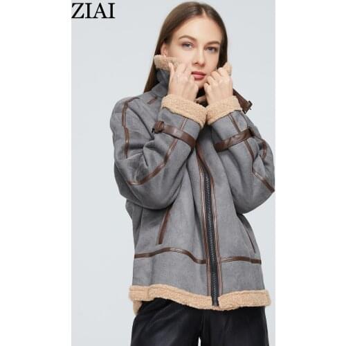 ZIAI 2021 New Spring Autumn Women Plush Overcoat Faux Fur Lamb Wool Coat Female Fleece Teddy Jacket Thickened Warmth ZN-T111