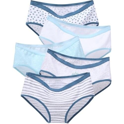ZJX 5Pcs/set Women Panties Soft Cotton Underwear for Girls Cute Printed Lingerie Sexy Briefs Ladies Seamless Underpants XXL