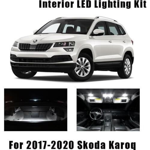 10pcs Canbus Car Accessories Interior LED Bulbs For Skoda Karoq 2017-2020 Vehicle Dome Map Reading Trunk Light Auto Lamp Kit