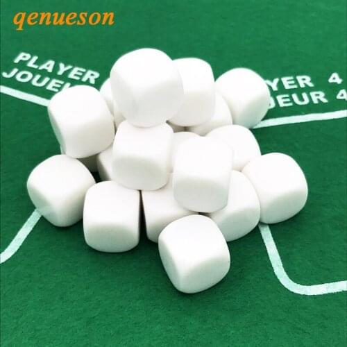 100Pcs/Lot White 16mm Blank Dice Acrylic Rounded Corner Hexahedron Blank RPG Dice Board Games DIY Carving Children Teaching Dice