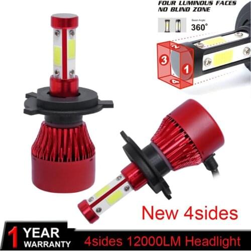 2Pcs LED H4 H7 H11 H8 H9 9006 HB4 HB3 Mini Car Headlight Bulbs LED Lamp with 6 Sides COB Chip 12000LM Auto Fog Lights