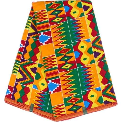2019 Colorful Pattern Print 100% Cotton Kente Ghana African High Quality Ankara Veritable Real Wax Fabric 6 Yards\Lot