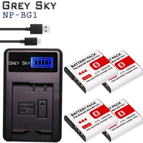 3.7V 1300mah NP-BG1 NP BG1 NPBG1 Battery + LCD USB Charger Recharge Camera Battery for Sony Cyber-shot DSC-H3 DSC-H7 DSC-H9