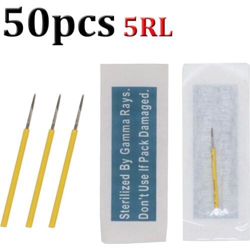 50pcs 5RL Stainless Steel Merlin Machine Tattoo Needles 5 Pins for Tattoo Machine Permanent Makeup Eyebrow and Lips Wholesale