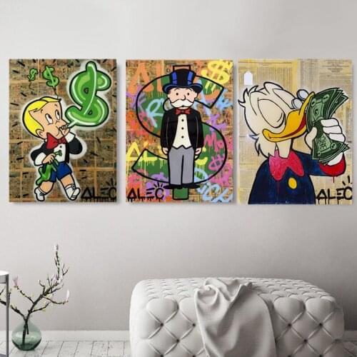 Alec Monopolically Richie Scrooge Dollars Canvas Painting Posters Graffiti Prints Wall Street Art Pictures For Living Room Decor