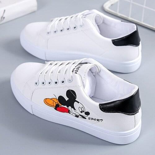 Disney cartoon white shoes for girls single shoes fashion boys casual shoes Mickey Mouse running Sports shoes lace-up sneakers