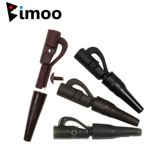 Bimoo 50sets Black Brown Safety Leadclip & Tailrubber for Carp Fishing Rigs Safe Lead Clip System for Use With Swivel Leads