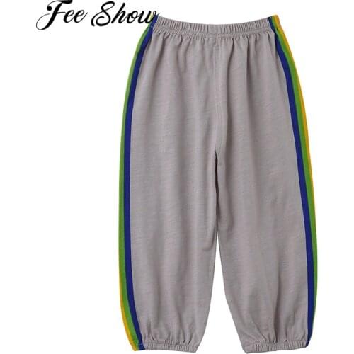 Kids Boys Girls Stylish Clothing Sports Pants Casual Elastic Waistband Bottom Solid Color Cute Cartoon Printed Pants Streetwear