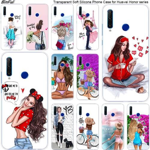 Hot baby girl Soft Silicone Phone Case for Huawei Honor 20 20i 10 9 8 Lite 8X 8C 8A 8S 7S 7A Pro View 20 Fashion Cover