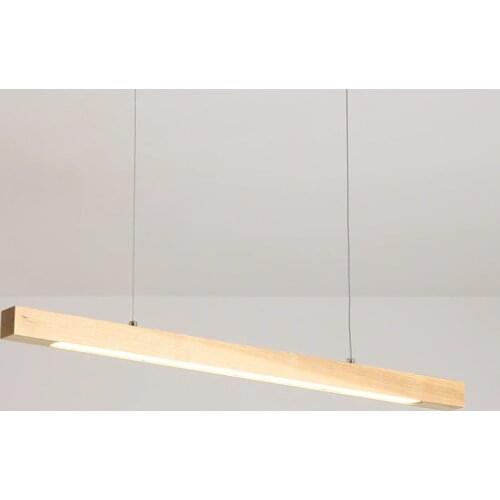 Nordic Restaurant Bar Wood Pendant Lights Japanese White Wax Wood Dining Room Kitchen Hanging Lamp Modern Office Long Strip Lamp