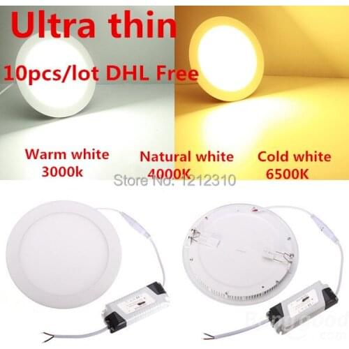 DHL Free ship Led panel Light ultra thin ceiling light 2835SMD 3W 6W 9W 12W 15W 25W lamp 85~265V for kitchen bathroom lighting