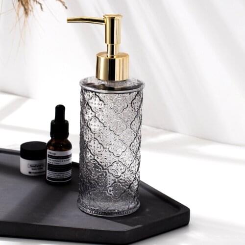 280ML Bathroom Soap Dispenser Simple Amber Grey Glass Empty Refill Sub-bottle Ins Hair Conditioner Hand Washing Shampoo Bottles
