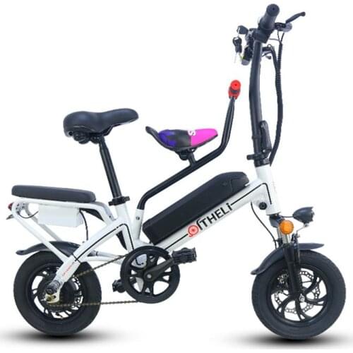 Mini Folding Electric Bicycle 2 Wheels Electric Bicycles 48V 350W 12Inch Portable Carbon Electric Scooter With 3 Seats For Adult