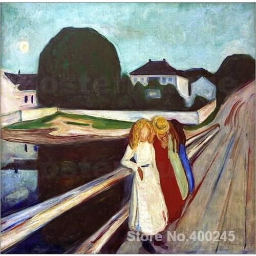 Art gallery Four Girls on the Bridge by Edvard Munch oil on canvas Handmade High quality
