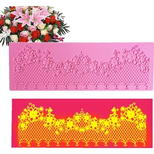 KLM lace silicone bakeable mold cake decoration sugar flower making tools cake border silicone mold lace kitchen tools