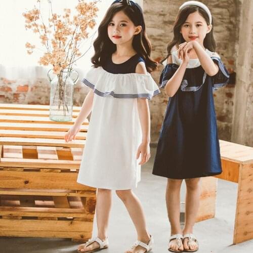Girls summer dress 2021 strapless dress school 100% cotton mom and daughter dress dress fashion casual
