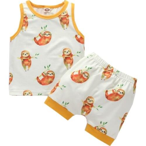 Infant Newborn summer Sport clothes Baby girls Boy suits kids Sleeveless vest+shorts set children clothes outfits sets CM