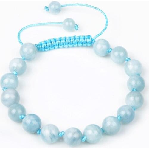 LFPU 8mm Natural Stone Aquamarine Stone Bracelet For Women