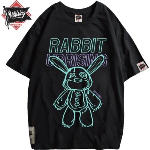 European and American street dark bear print short-sleeved T-shirt male trendy brand hip-hop oversize casual all-match tee tee