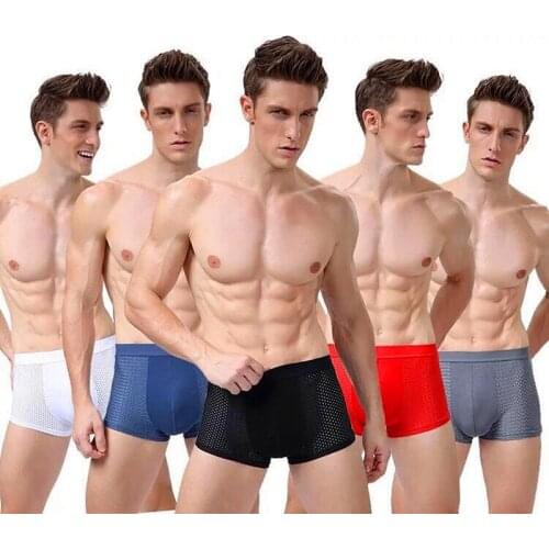 4XL Plus Size bamboo men underwear Breathable Modal Panties Male Underpants Man Sexy mens boxer shorts gray mesh boxers