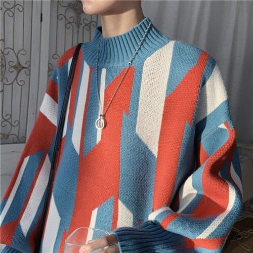 2021 Autumn Winter New Sweater Men Casual O-neck Warm Sweaters Fashion Loose Knitwear Pullovers Personality Streetwear