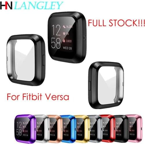 Soft TPU Rugged Bumper Case For Fitbit Versa 2 Smart Watch Cover All-Around Protective Plated Bumper Shell Accessories Rose Pink