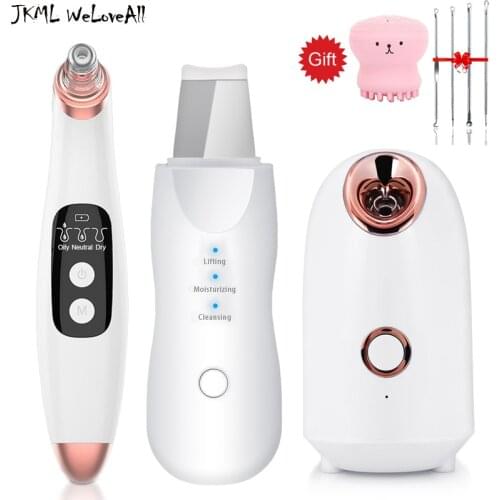 Nano Ionic Face Sprayer Steamer Machine+Pore Cleaner Blackhead Remover+Ultrasonic Skin Scrubber Deep CleaningBeauty Instruments