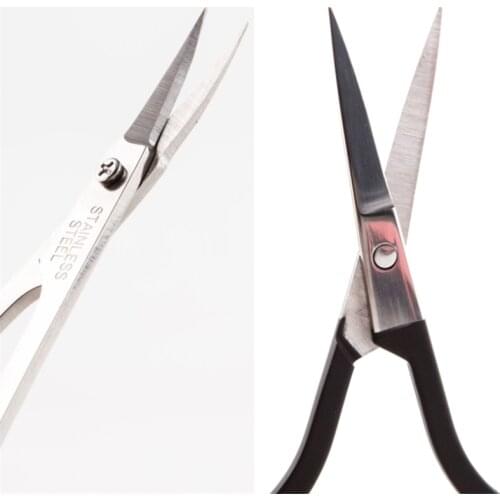 White Black Makeup Nail Eyebrow Scissors Stainless Steel Tilted Tip Anti-skid Handle Nose Hair Beauty Scissor Trimming Tool