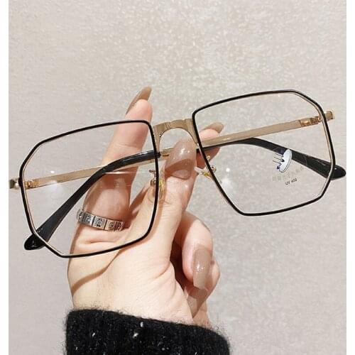 Anti-blue Light Polygon Square Glasses Frame For Women Vintage Single Bridge Oversized Computer Eyeglasses Female Myopia Shades