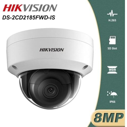 Hikvision 8MP IP Camera Ourdoor 8.0Megapixesl Dome Video Surveillance POE Cam DS-2CD2185FWD-IS Built-in SD Slot Audio Interface