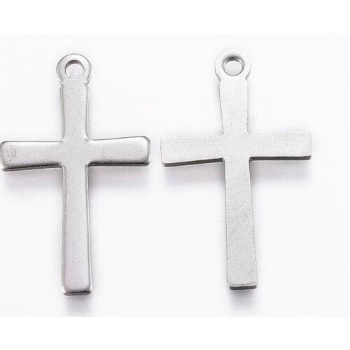 PandaHall 20pcs 20.5x12x0.8mm 304 Stainless Steel Cross Pendants for Bracelet Necklace Jewelry Making DIY Findings Accessories