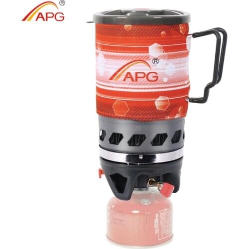 APG Outdoor Portable Cooking System Hiking Camping Stove Heat Exchanger Pot Propane Gas Burners