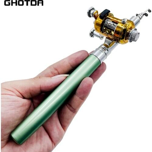 Fishing Rod Reel Combo Set Mini Telescopic Pocket Pen Fishing Rod Pole + Reel