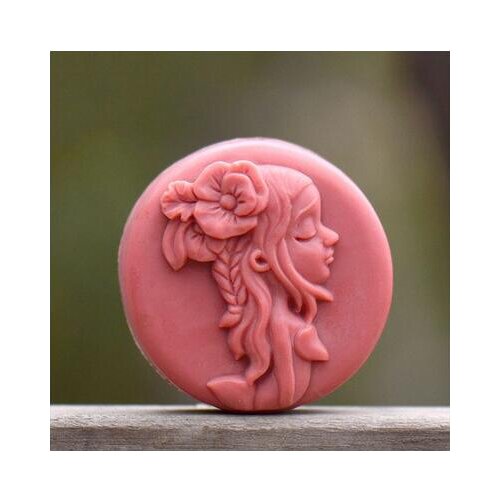 PRZY silicone mermaid girls head wearing flowers round cake decoration handmade soap candle aroma stone mold