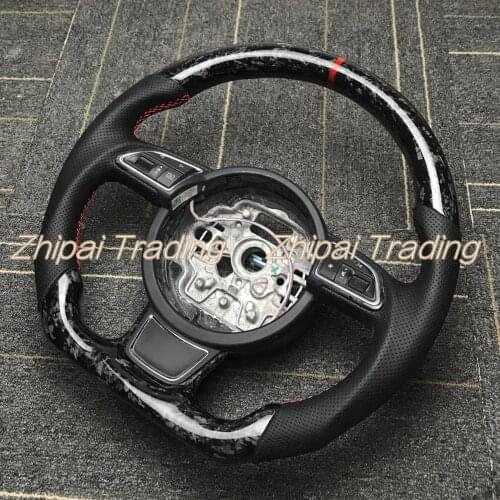 Personalized custom Forged carbon fiber + Perforated leather Steering wheel Replacement Assembly For Audi A3 A4