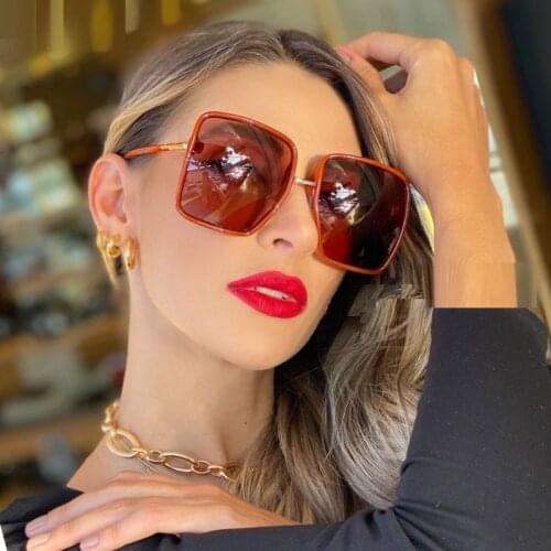 Luxury Women Red Shades Square Sunglasses for Women Men 2021 New Vintage Oversized Sun Glasses For Female UV400 Oculos De Sol