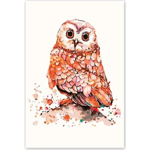 Owl winter DIY digital oil painting lovely child partner lively childhood
