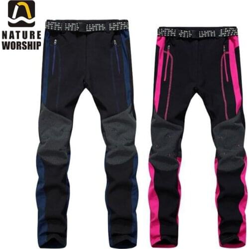 Outdoor Winter Men Women Thick Warm Fleece Hiking Pants Softshell Trousers Waterproof Windproof Thermal Camping Ski Climbing