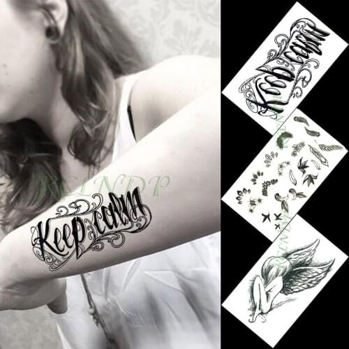 Waterproof Temporary Tattoo Sticker angel wings bird feather letter small art tatto flash tatoo fake tattoos for women men kid